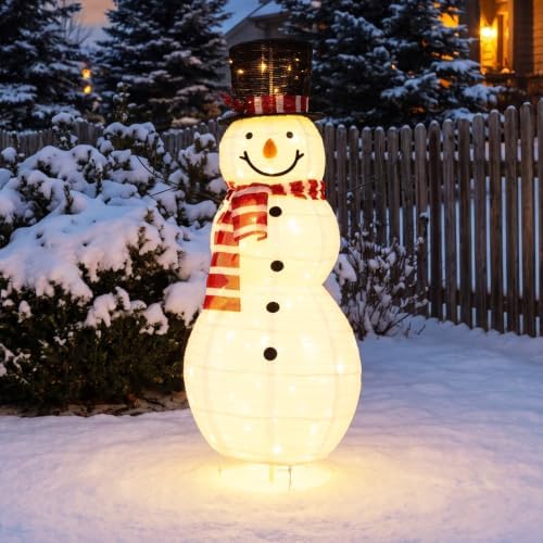 tangkula 4.2 ft outdoor lighted christmas snowman, yard, close-up detail