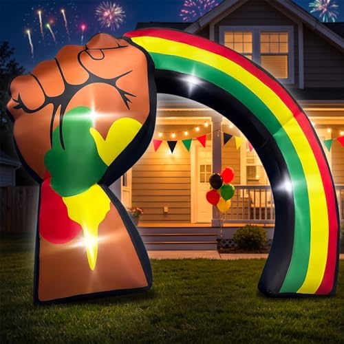 6ft juneteenth inflatable archway outdoor decorations, raised fist, main product view