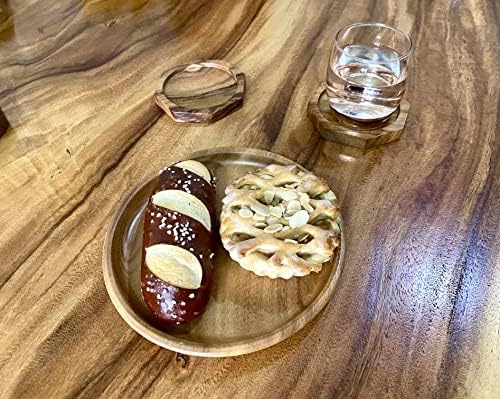 acacia round wood plates, set of 4, 8, side view