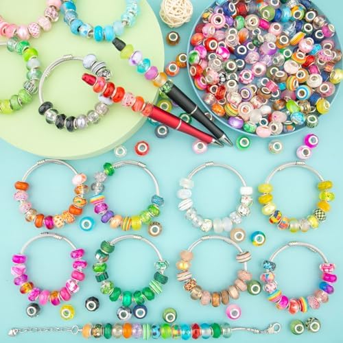 european large hole beads, assorted european craft beads, close-up detail