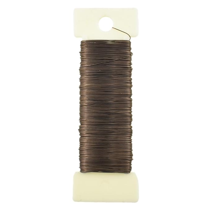 HAHIYO 26Gauge Coffee Color Metal Floral Wire - 1 Roll, 38 Yards (115 Feet) - Flexible Paddle Wire for Craft, Christmas Wreath, Flower Arrangement, Bouquet Wrapping, Wedding, DIY