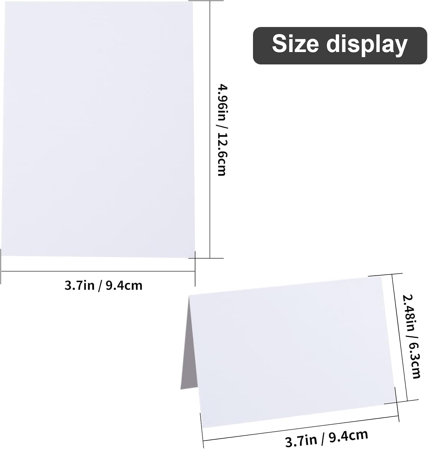 Place Cards for Table Setting, 50 Pcs Blank Tent Cards - 3.7x2.48 In | White Table Name Cards Food Labels for Party Buffet, Wedding, Dinner, Premium 300 gsm Thick Paper