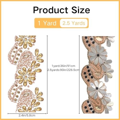 pearly jun 2.5 yards champagne gold rhinestone ribbon shown in use