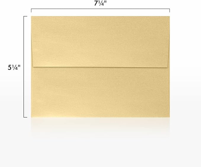 LUXPaper A7 Invitation Envelopes | Peel & Press | 5 1/4" x 7 1/4" | Blonde Metallic | 80lb. Text | 250 Qty