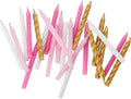 Vibrant Pink White & Gold Spiral Birthday Candles - (Pack of 24) - Premium Quality & Dazzling Assorted Color - Ideal for Birthday Celebrations