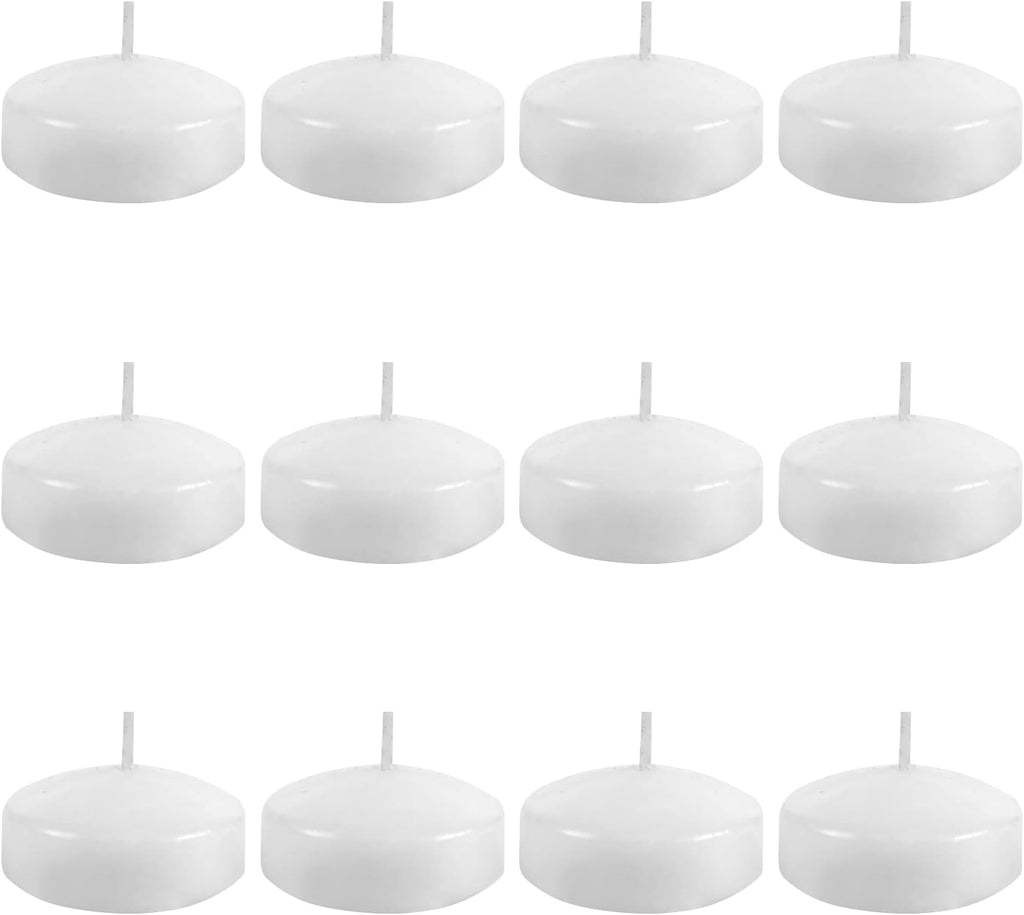 12 Pack Floating Candles 2” 6 Hour White Unscented Dripless Wax Discs, Floating Candles for centerpieces, Cylinder Vases, Wedding, Party, Pool, Holiday