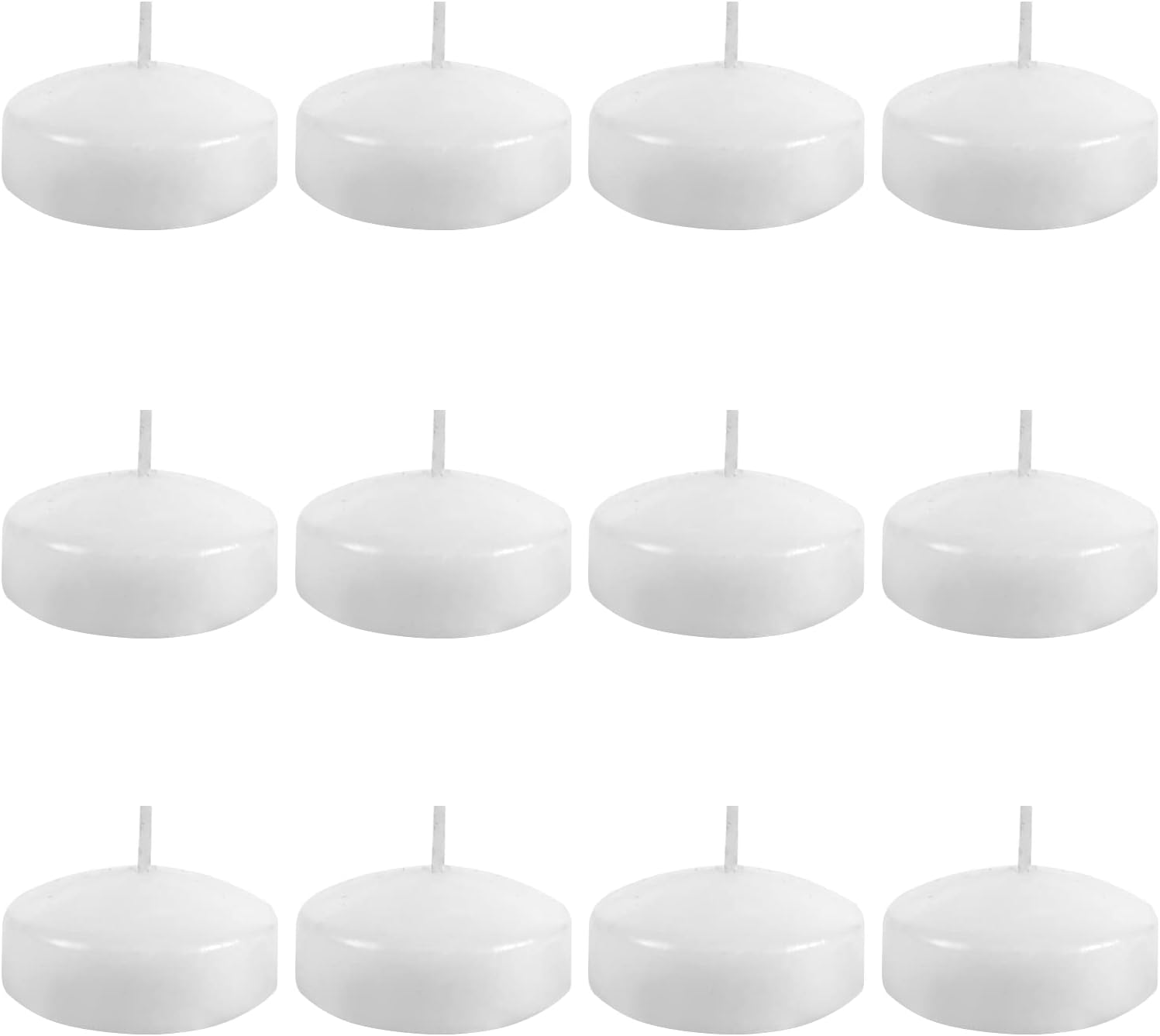 12 Pack Floating Candles 2” 6 Hour White Unscented Dripless Wax Discs, Floating Candles for centerpieces, Cylinder Vases, Wedding, Party, Pool, Holiday