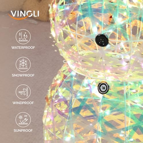 vingli 4ft lighted iridescent snowman christmas yard decorations, package contents