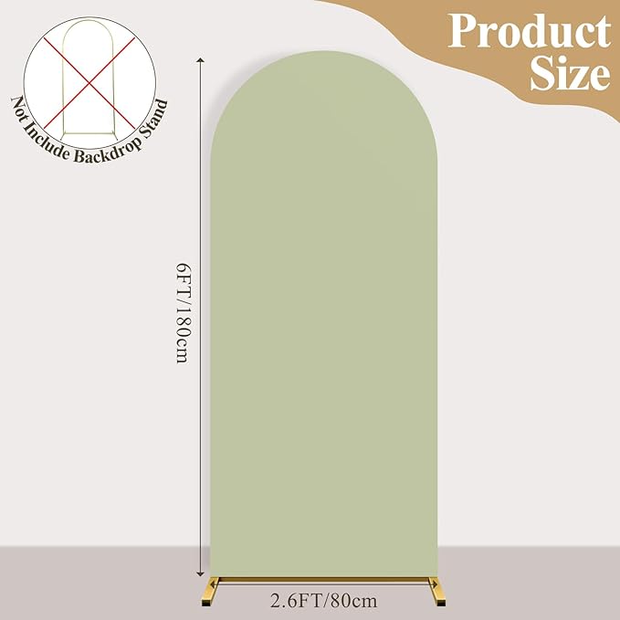 Ledido Wedding Arch Backdrop Cover 6FT Arch Covers Fitted Stretchy Spandex Round Top Stand Backdrop Cover for Wedding Banquet Ceremony Birthday Party Baby Shower Event Decoration,Green