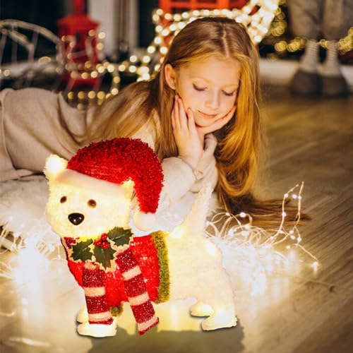 bshine lighted christmas dog decor, pre lit led, side view