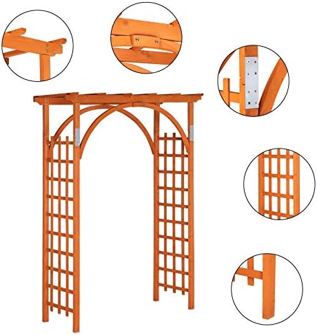 vingli 85in wooden arbor garden arch, wedding arch, close-up detail