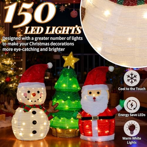 vingli 3 pack 30" 30 inch lighted snowman showing dimensions