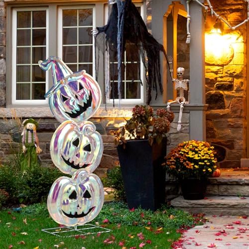 goplus 3.4 ft halloween decorations, light up stacked, front angle view