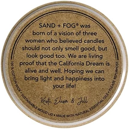Sand + Fog Scented Candle - Vanilla Sandalwood – Additional Scents and Sizes – 100% Cotton Lead-Free Wick - Luxury Air Freshening Jar Candles - Perfect Home Decor – 12oz