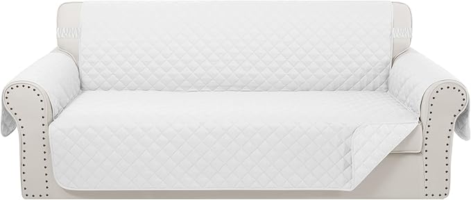 Reversible Oversized Sofa Covers Couch Cover Furniture Protector for Dogs Elastic Straps Water Resistant(XLSofa,White/White)