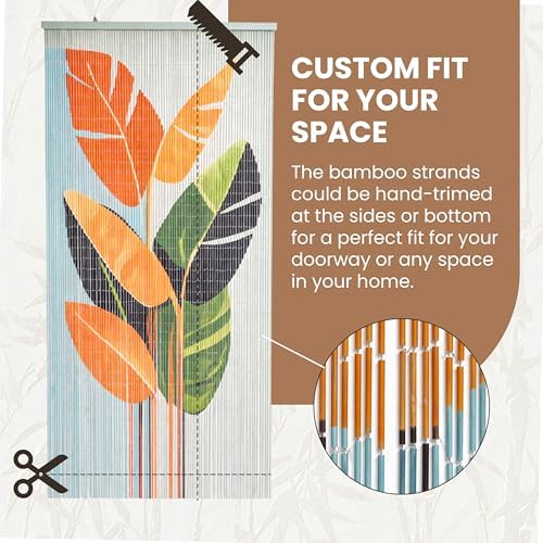 vietbud tropical leaves beaded doorway curtain 35.4" x, side view