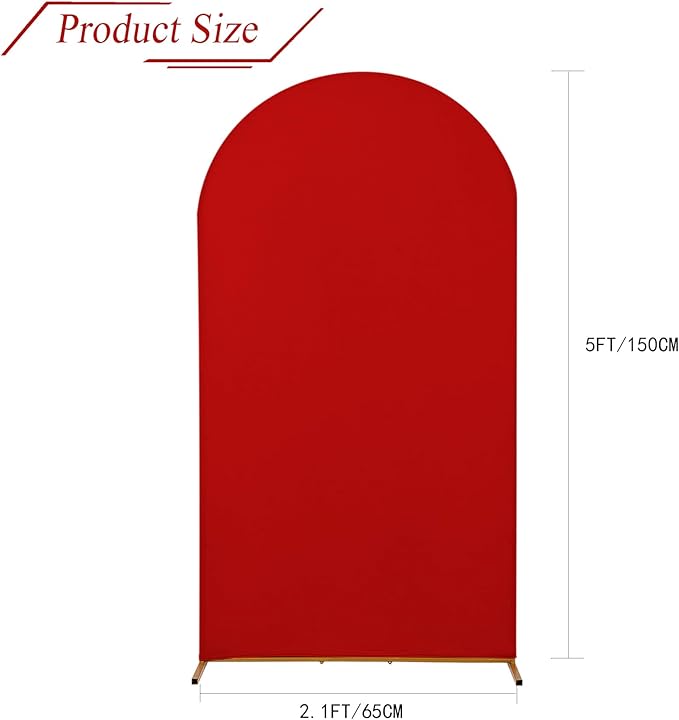 bricia Wedding Arch Backdrop Stand Cover, 5FT Double Sided Stretchy Arch Cover Fitted Wedding Birthday Party Banquet Decoration (Red 60''Lx25.2''W)