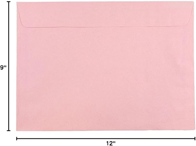 JAM PAPER 9 x 12 Booklet Premium Envelopes - Baby Pink Pastel - 50/Pack