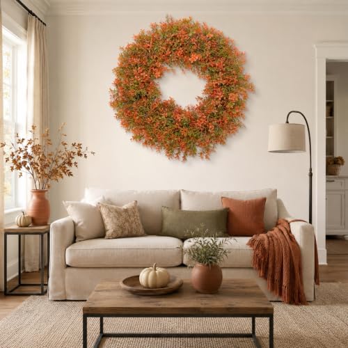 26 inch fall wreaths for front door, large on a desk or shelf