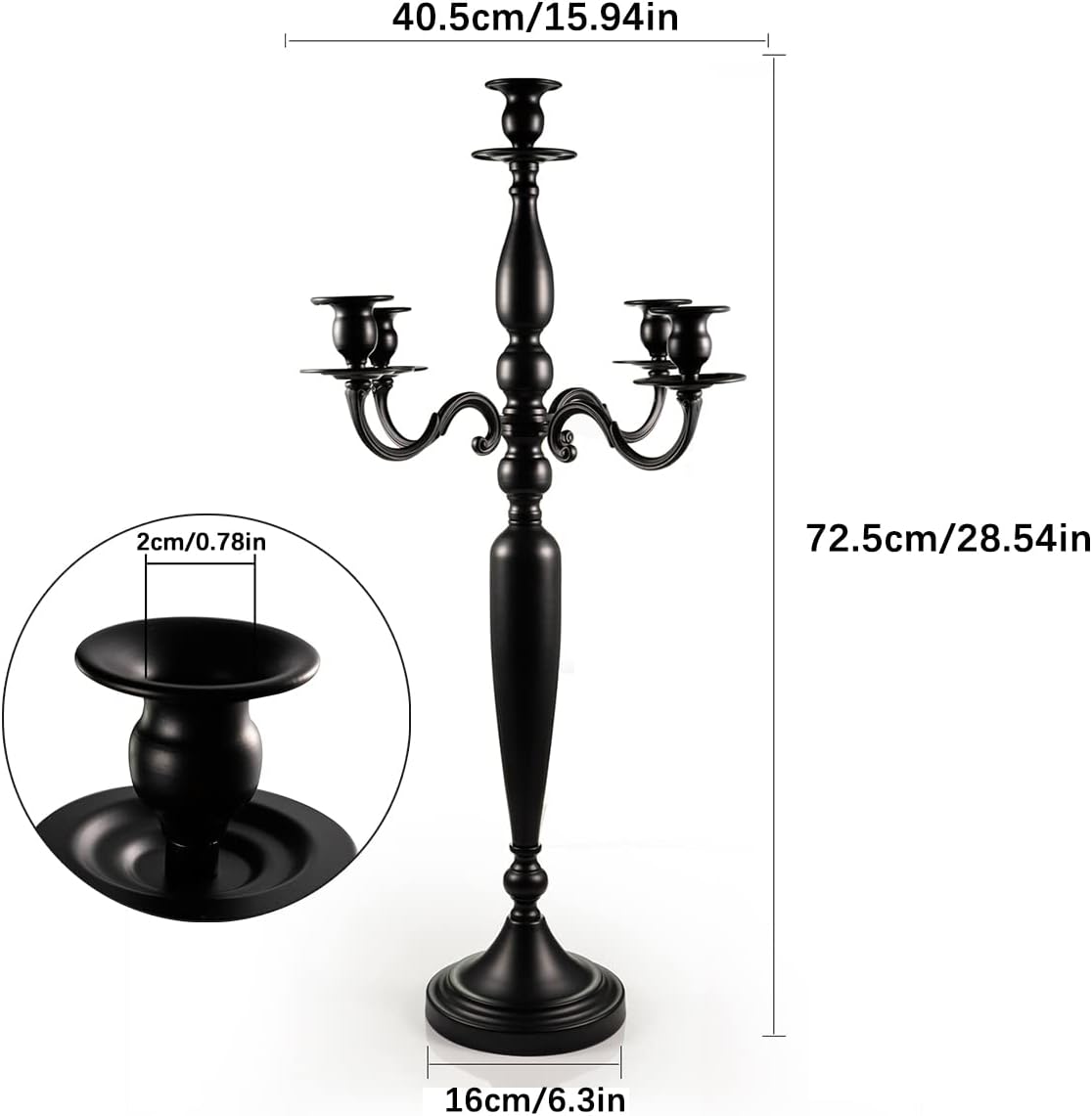 4PCS Black 5-Arm Candelabra Centerpiece for Halloween 28IN