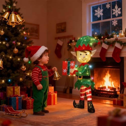 hausse lighted christmas outdoor decor, 38" height pre-lit, close-up detail