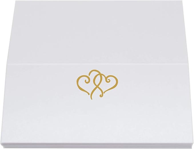 Linked Hearts Place Cards, Gold (Choose Color), Set of 150, Pre-cut and Scored - Wedding, Party, Dinner, and Special Events - Made in the USA