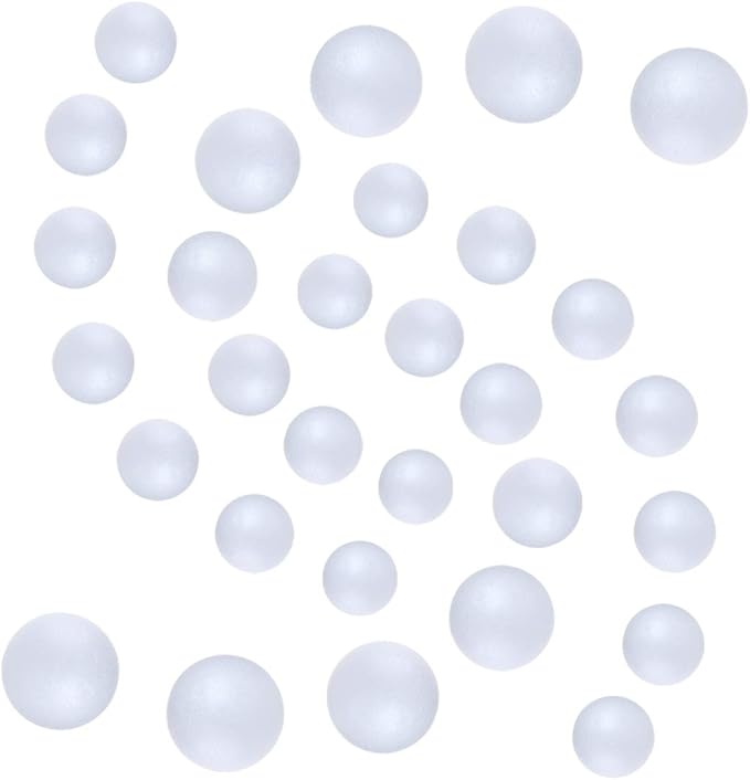 121 PCS 7 Sizes White Foam Balls Polystyrene Craft Balls for Art and Craft, Household, School Projects and Christmas Easter Painting Activity .8’’, 1’’, 1.2’’, 1.6’’, 2’’ Inches
