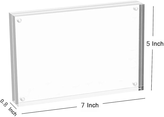 Meetu Acrylic Picture Frame 5x7,Clear Freestanding Double Sided 20mm Thickness Frameless Magnetic Photo Frames Desktop Display with Gift Box Package(1 Pack)