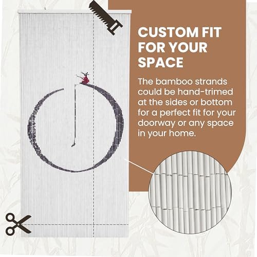 fishing art beaded bamboo curtain for doorway 35.4", side view
