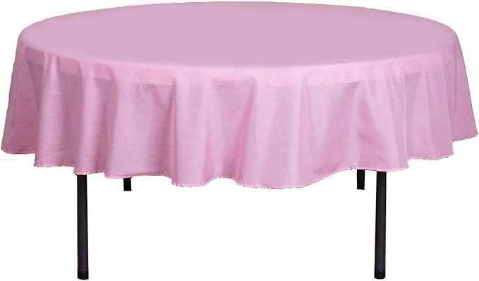 Efavormart Round Tablecloth, 90 Inch Stain & Wrinkle Resistant Washable Table Cloth, Decorative Polyester Fabric Table Cover for Banquet, Wedding, Dining- Pink