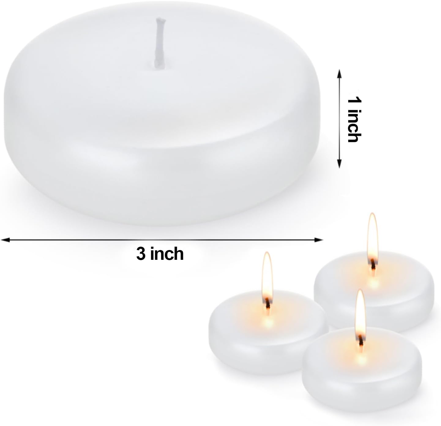 White Floating Candles for Centerpieces 3 inch 36 Pack Round Burning Tea Light Candles Unscented Smokeless Paraffin Wax Dripless, for Valentine's Day, Wedding, Party, Home Decor, Pool (36 Pack)