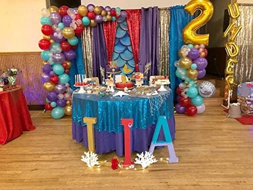 QueenDream Aqua Blue Tablecloth 60 x 102 Inch Sequin Tablecloth for Party Decorations Glitter Tablecloth for Bridal Baby Shower Wedding