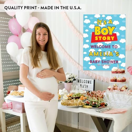 Andaz Press Its A Boy Story Baby Shower Decorations, 16"x20" Personalized Welcome Baby Shower Sign Decor, Its A Boy Story Sign In Guest Book Alternative