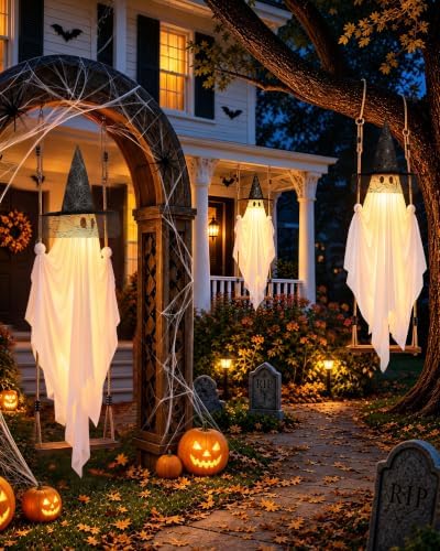 halloween swinging ghost outdoor decor: 6.6ft spooky hanging showing dimensions