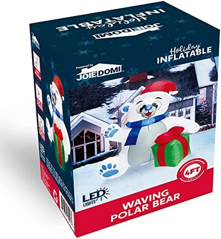 joiedomi 4 ft christmas inflatable polar bear with, front angle view