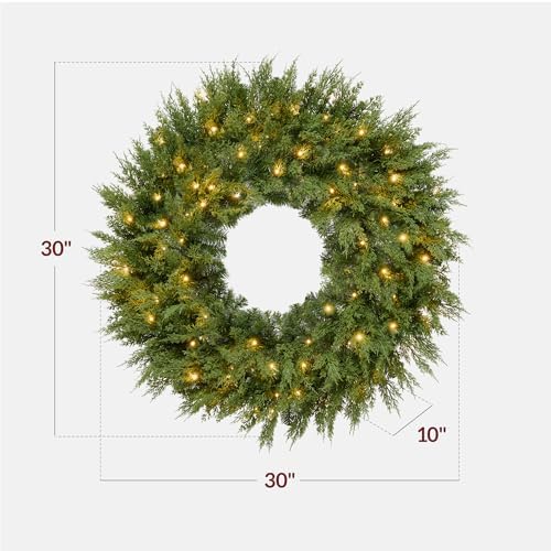 best choice products pre-lit cedar cypress christmas wreath shown in use