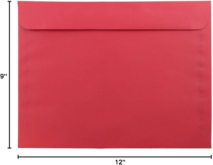 JAM PAPER 9 x 12 Booklet Colored Recycled Envelopes - Red Recycled - Bulk 1000/Carton