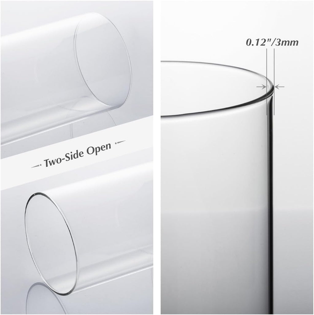 WGVI Hurricane Candle Holder Sleeve, Wide 4", Height 6", Clear Glass Cylinder Candleholder, Chimney Tube, Open Ended Candle Shade, 2 Piece