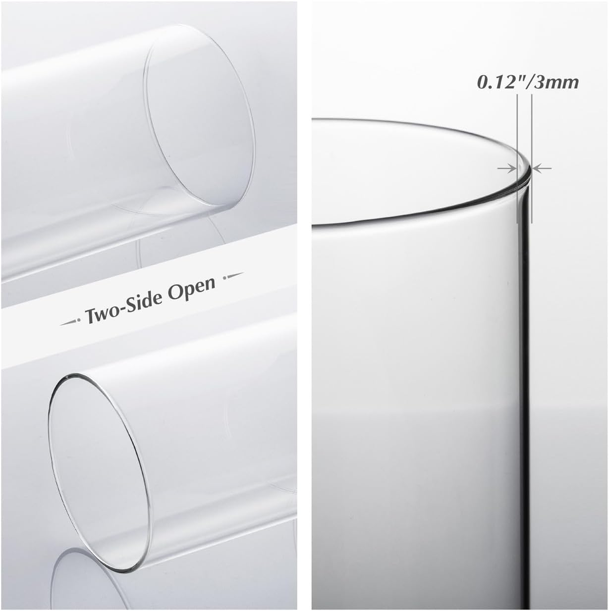 WGVI Hurricane Candle Holder Sleeve, Wide 4", Height 6", Clear Glass Cylinder Candleholder, Chimney Tube, Open Ended Candle Shade, 2 Piece