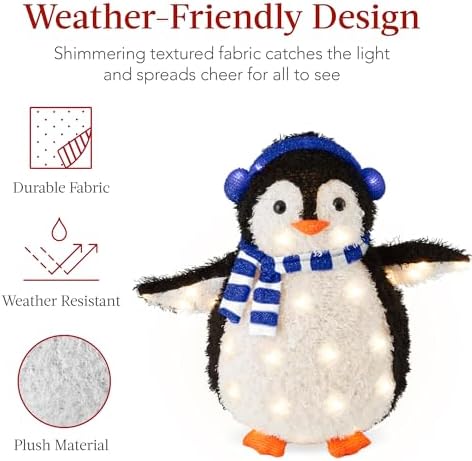 best choice products 2-piece lighted penguin family, 3ft, package contents