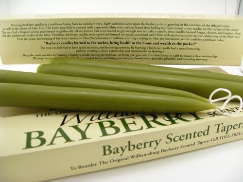 Williamsburg Bayberry Candles Tapers with Candle Legend - Bayberry Scented - Buyacandle