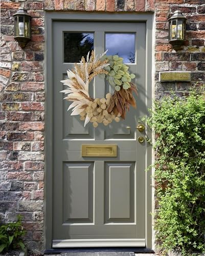 24" fall wreath for front door, faux leaves, view 9