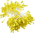 HAHIYO 700Pcs 3mm Yellow Gold Pearl Double Head Flower Pistil Hand-Made Artificial Pistil para Flore Pearlized Floral Stamen Pollen for Flower Making Scrapbook Decoration