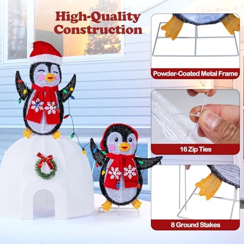 tangkula lighted christmas penguins & igloo, 3d north, package contents