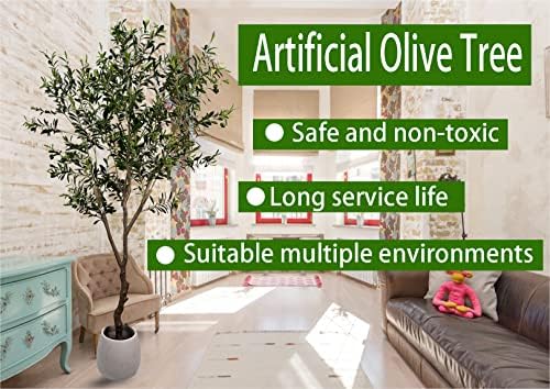 artificial olive tree 7ft(82in,2200+uv protection leaf) tall,faux olive showing dimensions