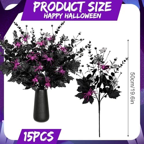 giegxin 15 pcs halloween floral picks artificial flowers shown in use