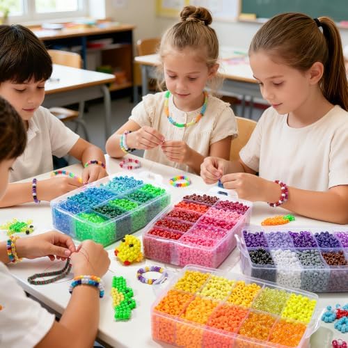 simetufy 10000pcs pony beads bulk, 40 colors for shown in use