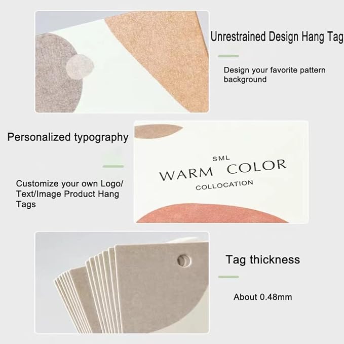 1000 Pcs Custom Hang Tags,Personalized Your Logo Photo and Text Design Price Tags Jewelry Hang Tags Labels (Gift Tag Rope)
