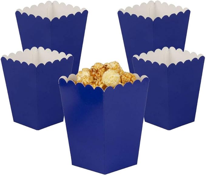 YESON Navy Blue Popcorn Boxes Mini Paper Popcorn Box for Party,Pack of 36
