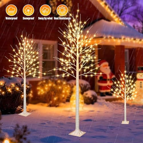 ibaycon 6ft 72led christmas birch tree, prelit artificial, package contents